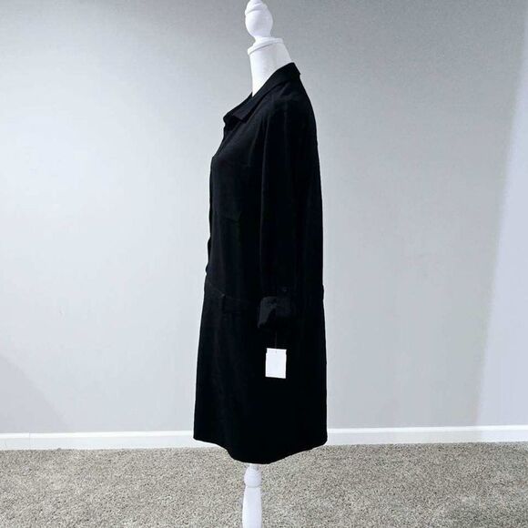 NIC+ZOE Black Convertible Sleeve Minimalist Pocket Shirt Dress  Size Medium - Picture 8 of 12
